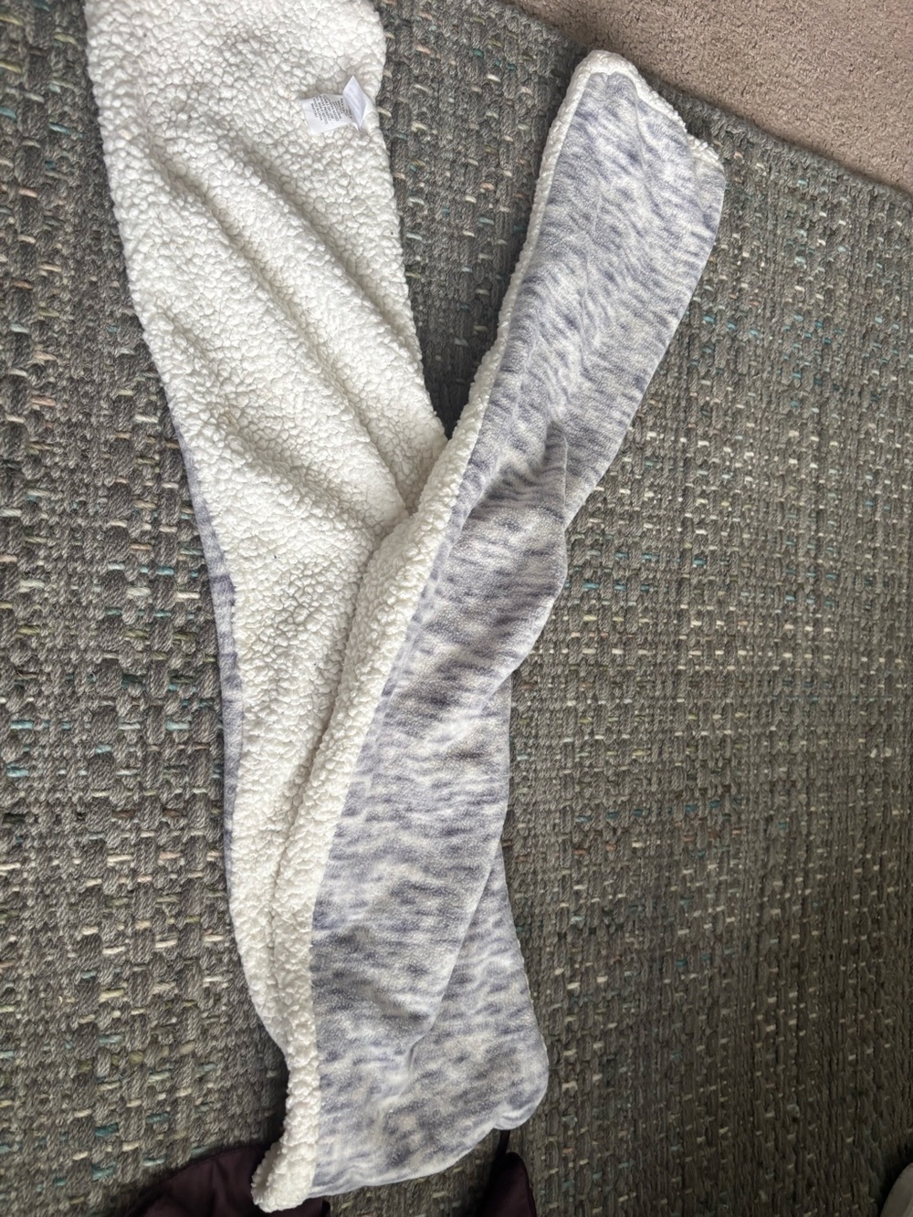Cozy Sherpa Scarf in Heather Gray and Cream